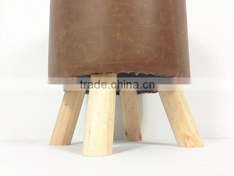 Passed EN 12520 homemade 4 legs bar footstool wooden round stool