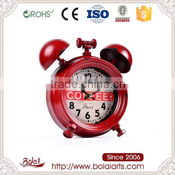 Red retro screw shape quartz with tow bells clock art work craft for sale