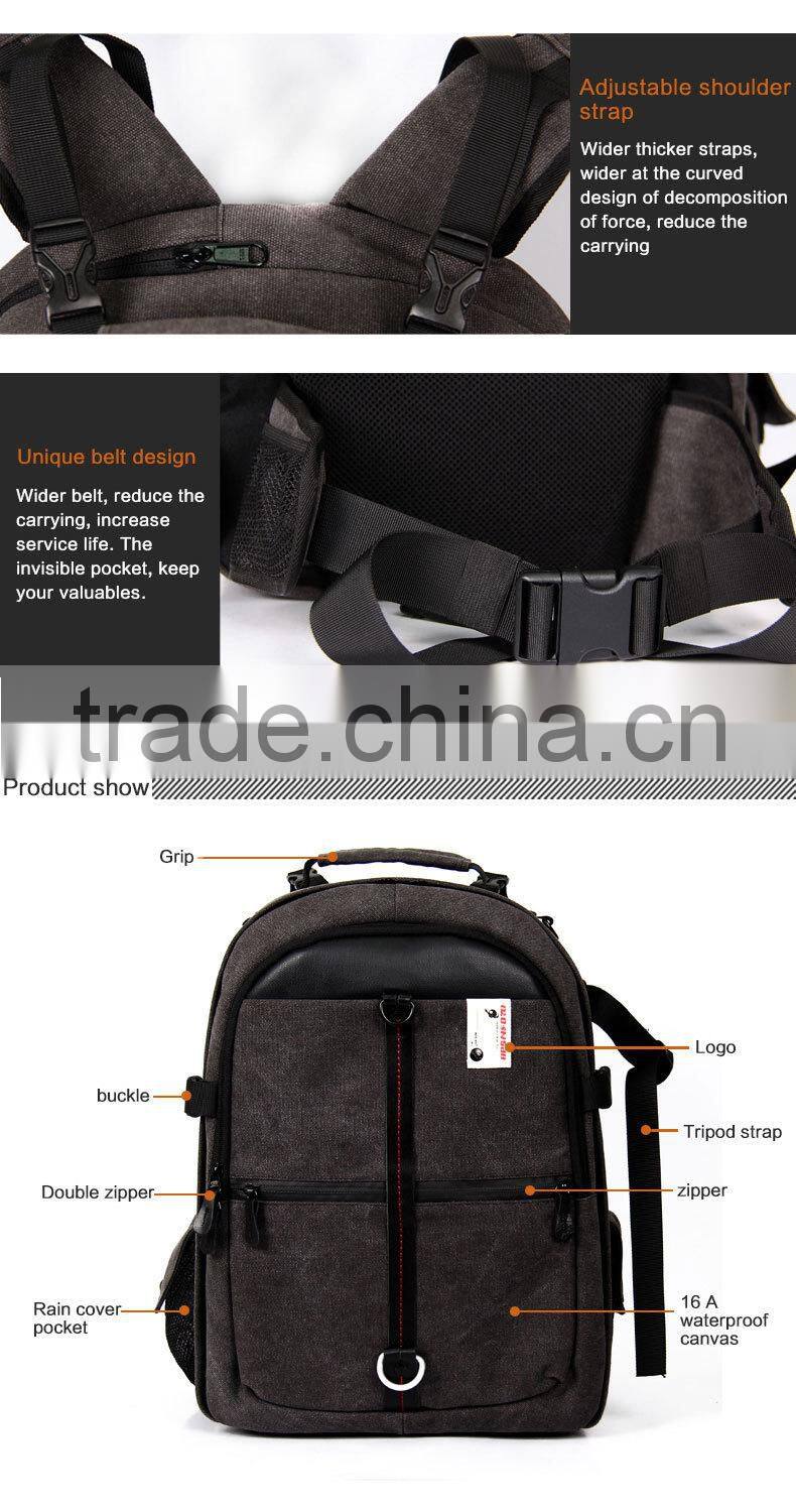 2016 Ergonomic design High quality Professional Camera bag Backpack Canvas Laptop bag