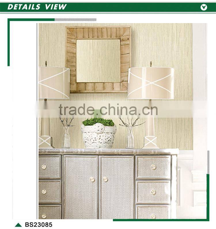 discounted printing pvc wallpaper, yellow neat plain wall covering for wedding house , cool wall paper pattern
