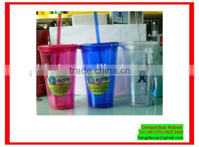 Double Wall Plastic Tumblers with Straws, acrylic tumbler