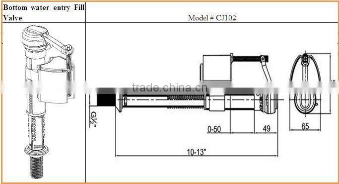 Fill/inlet valve for concealed cistern