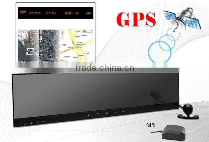 120degree viewing angle AVI Car GPS rearview mirror car dvr