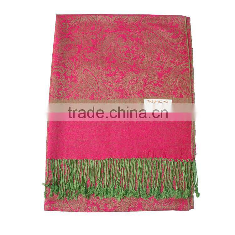 Fashion Reversible colors pashmina shawls canada Paisley Jaquard