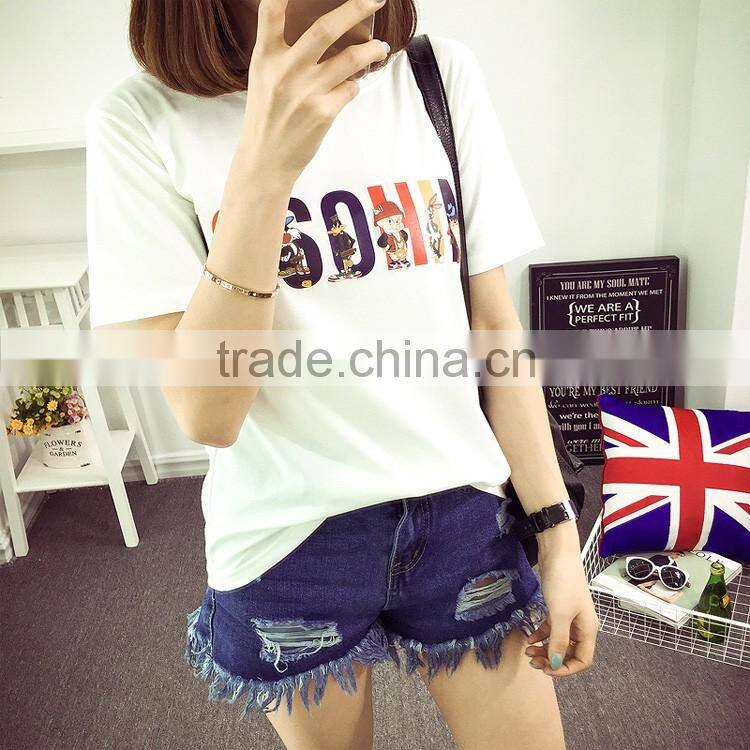 Korean cartoon letter picture short sleeve T-shirt