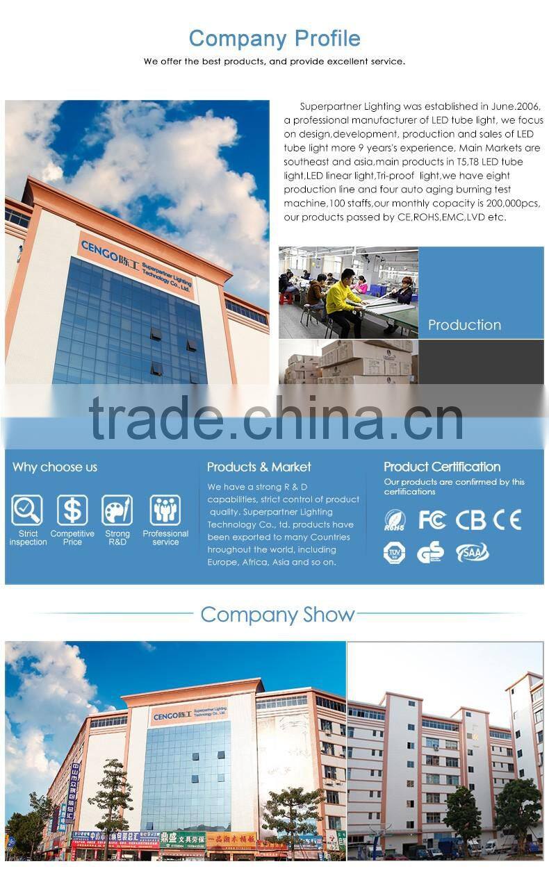 Company Information Led linear light fixture 4ft 1.2m 40W Indoor ceiling surface mounted LED Batten light tube/ flat led tube