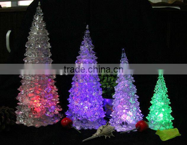 Led acrylic christmas tress battery operated flameless christmas tree paraffin wax light christmas vners for decoration