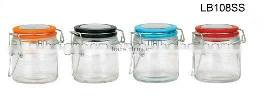LB107K3/4P glass spice jar with decal printing with pvc box