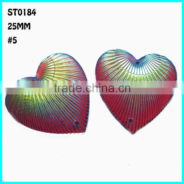 Garment Loose Rhinestone Beads ,25mm Heart Sew On Rhinestone ,Resin Rhinestone