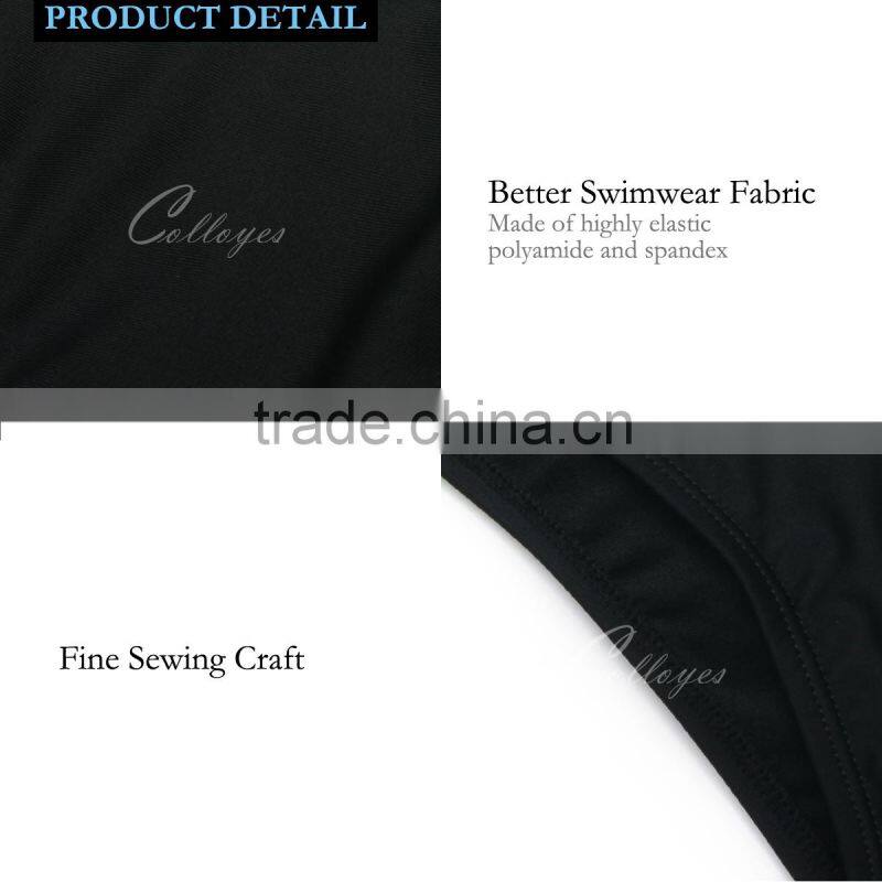 Colloyes New Sexy Bikini Swimwear 2016 Triangle Top Black + Green Lace with Classic Cut Bottom