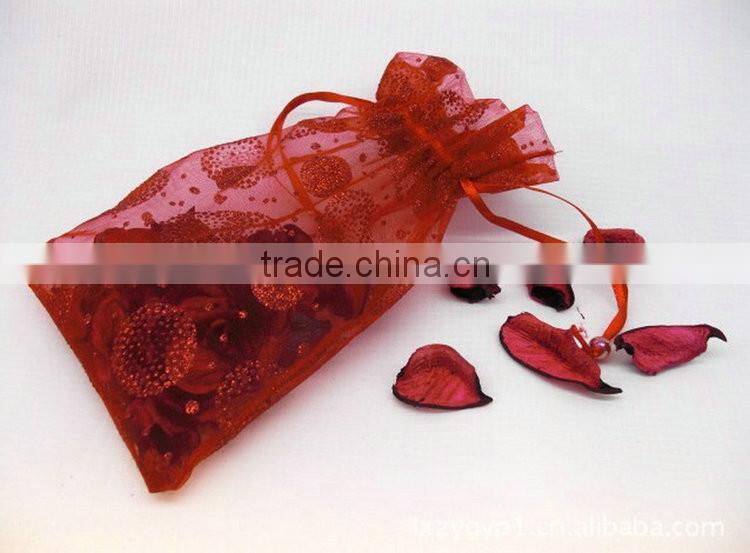 2016 New trendy products organza bags with logo ribbon cargo alibaba