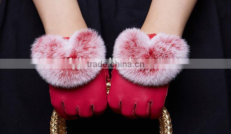 lady hand driving touch screen leather gloves