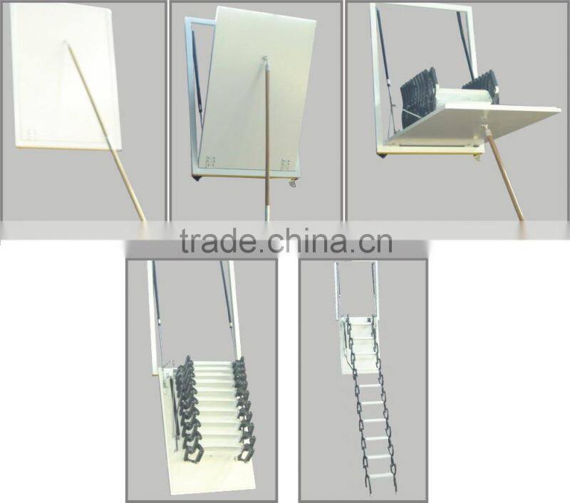 Indoor duplex staircase folding attic ladders, steel retractable stairs