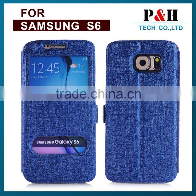 incoming call window leather case for Samsung Galaxy S6