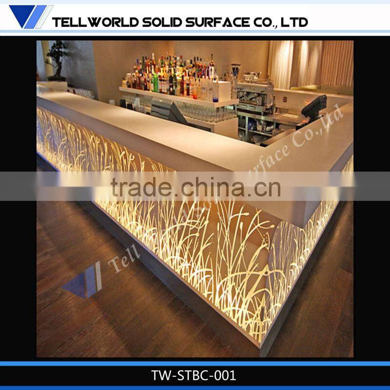 2014 hot sale modern novelty style luxury beauty artificial marble bar counter design