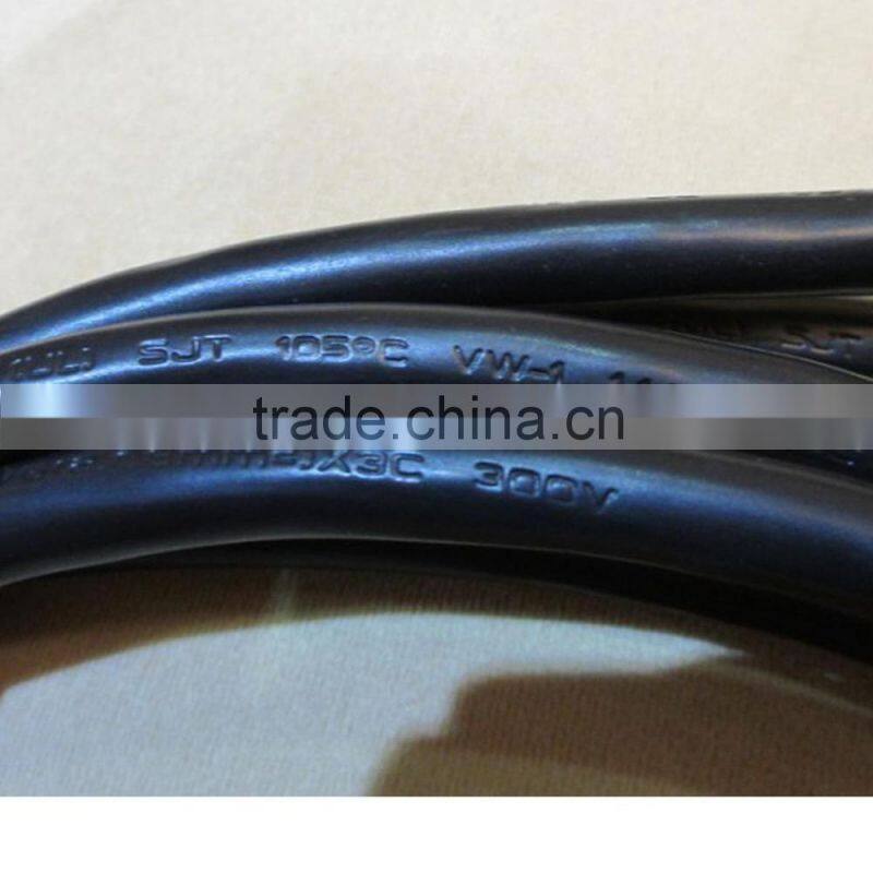 UL approval 125v 15A SJTW power cord with NEMA 5-15P plug