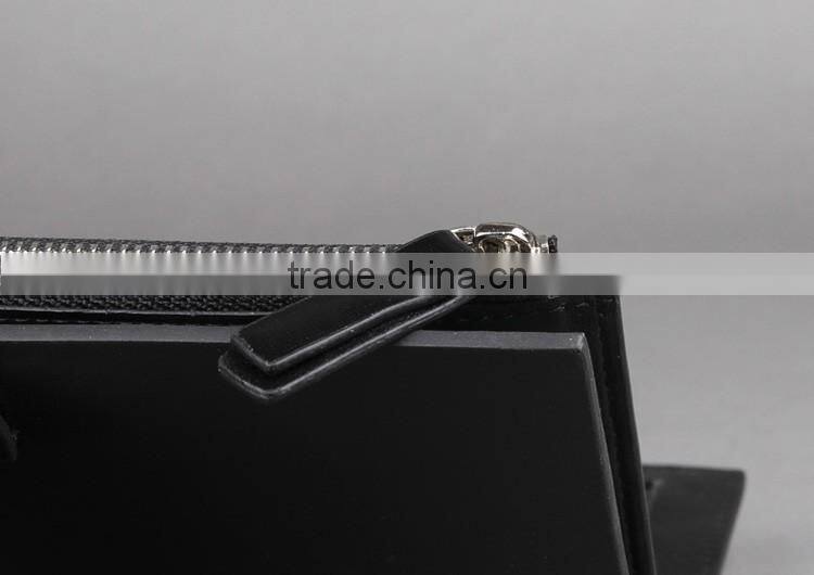 Lastest black leather metal chain wallet and purse for men