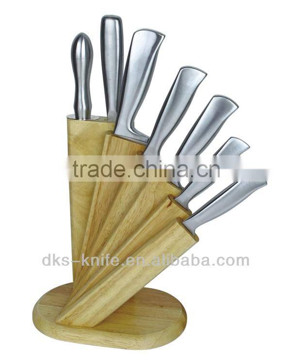 KH1306 Set of 8 PCS New design with Hollow handle Stainless Steel with Wooden block Kitchen cutlery knives