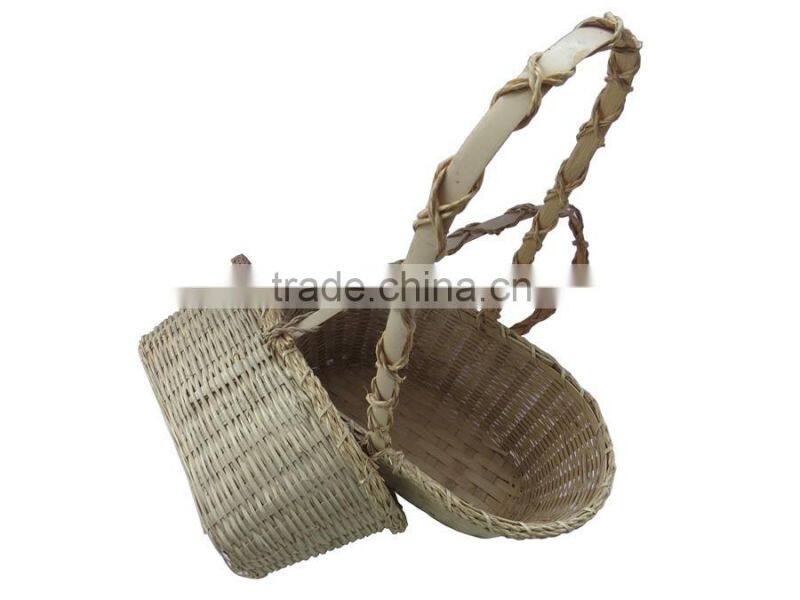 Rattan flower basket with handle