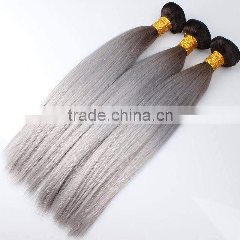 grey and black ombre hair extensions laser hair removal machine 100% Peruvian hair