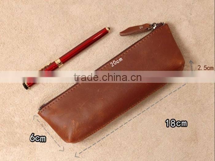 Leather Pencil Pouch Vintage Style Soft Pen Pencil Case for Student Professionals and Artists Gifts Multiple Purpose