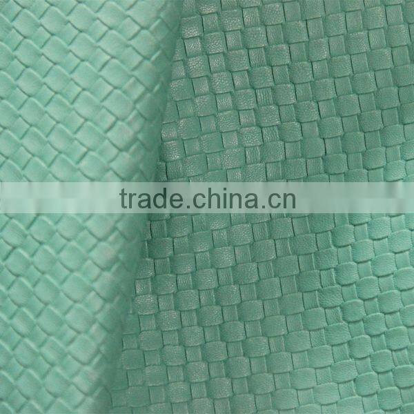 Weave embossed PVC upholstery leather fabric for sofa usage