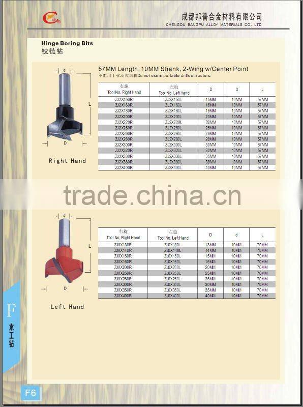 Woodworking carbide drill bits