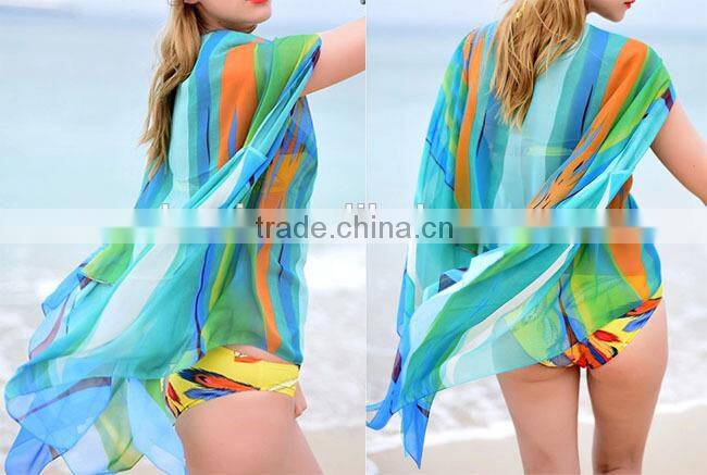 Hot selling super big colorful sexy mature beach pareo rayon cover up beach dress