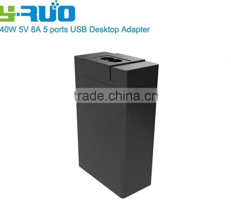 (40w 5-Port USB Charging Station) Multi-Port USB Charger Desktop Hub for iPhone 6s / 6 / 6 Plus, iPad Air 2 / mini 3, Galaxy S6