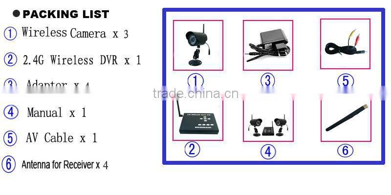2.4GHZ wireless digital camera DVR security system with night vision