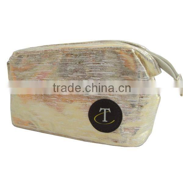 Gold PU cosmetic bag/trending brand cosmetic bag wholesale alibaba