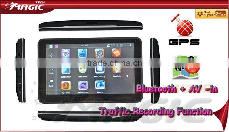 Hot car gps navigation with Traffic Recording and Bluetooth + AV-in