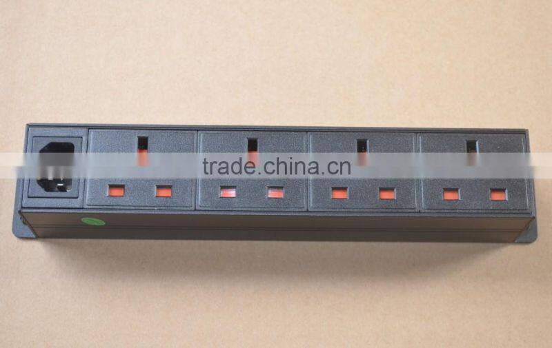 IEC C14 to UK Socket socket 4-way Outlet Power Distribution Board & Power Strip
