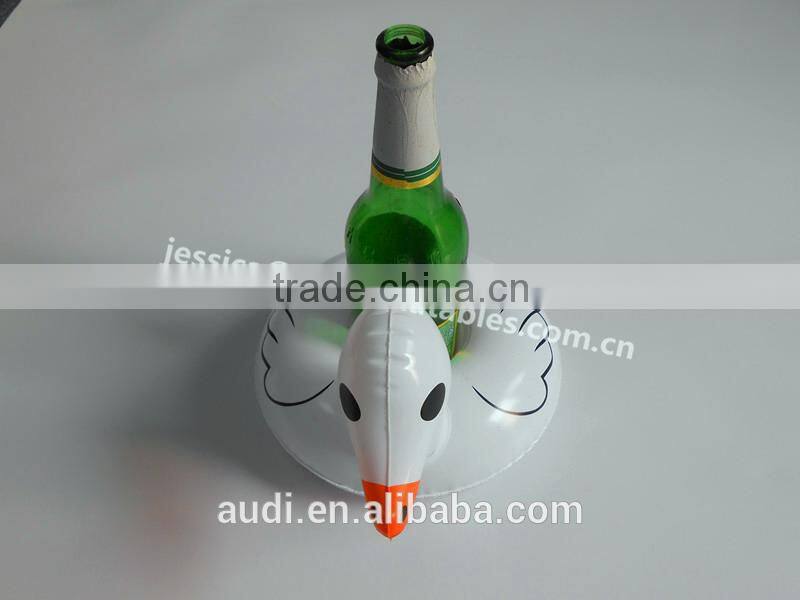 Plastic inflatable floating swan cup holders