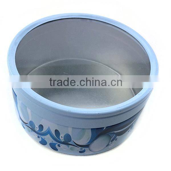 Round metal watch tin boxes can packing with window lid