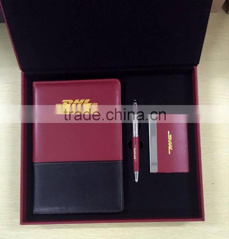 Promotion classical leather business office stationery men gift sets