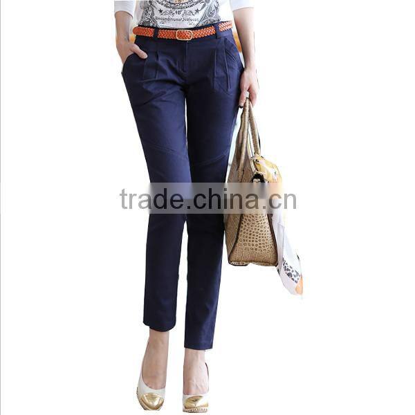 Fashion high quality cheap OEM women's cotton long pants trousers wholesale
