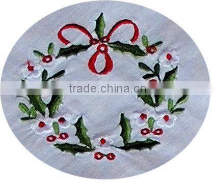 embroidery cotton linen mixed color border table clothes