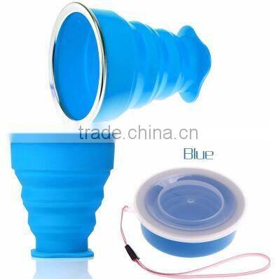 portable silicone retractable folding coffee cup with lid