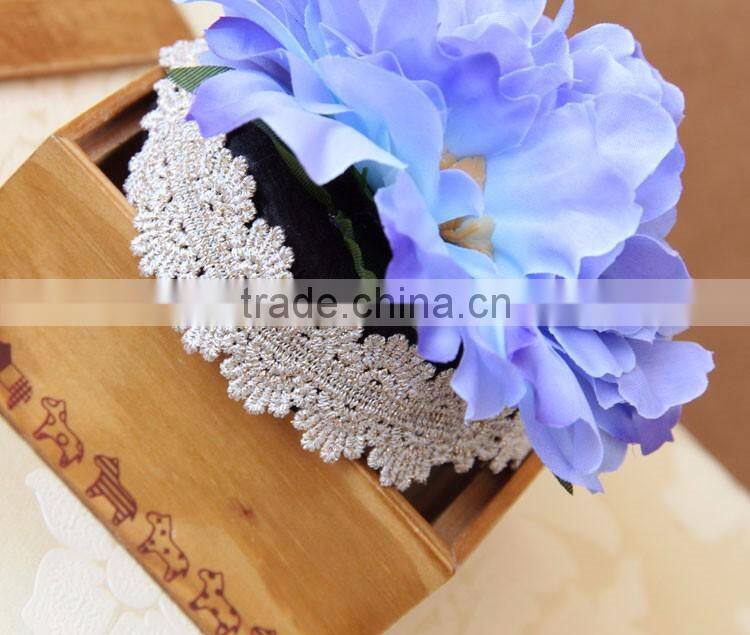 MYLOVE big blue flower oval hat blue crystal felt mini hat