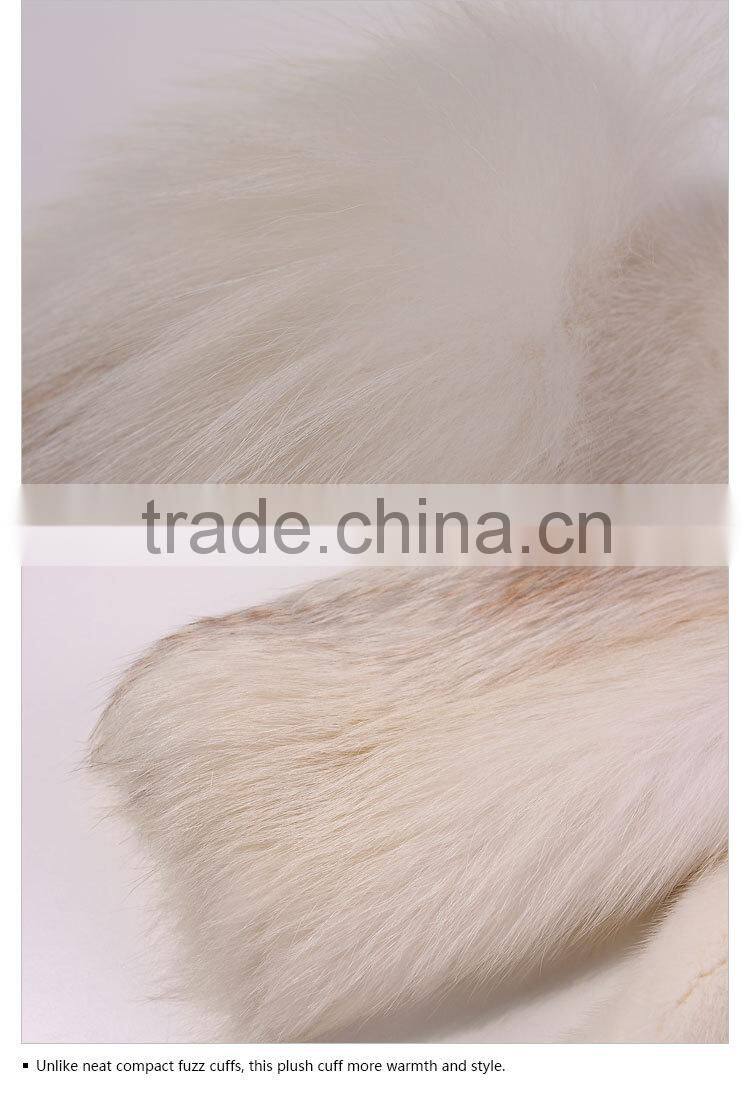 Factory promote white fox sleeve mink fur coat for women