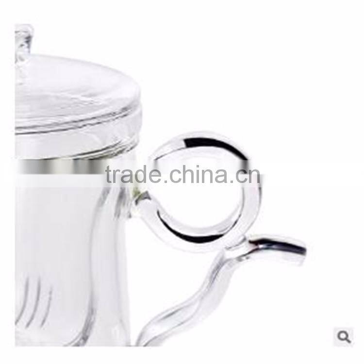 Heat resistant new design 360ml borosilicate glass tea cup/pot for office with creative handle.in stock.