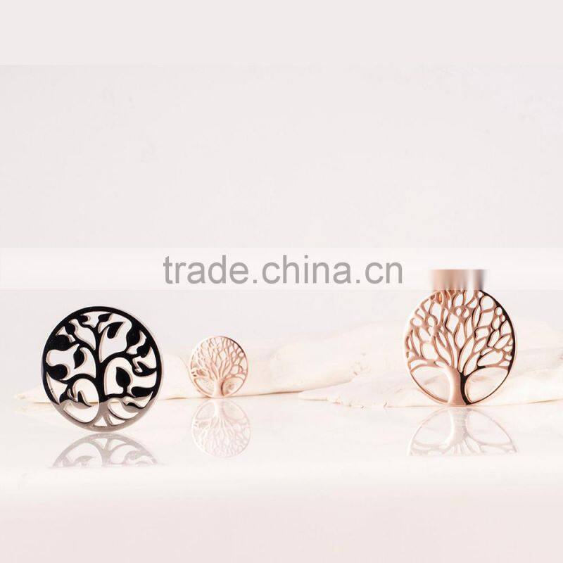 Beautiful stainless steel inlay zircon tree of life pendant