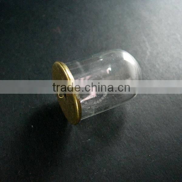 25x35mm vintage brass cover glass tube dome pendant charm DIY supplies findings 1810241