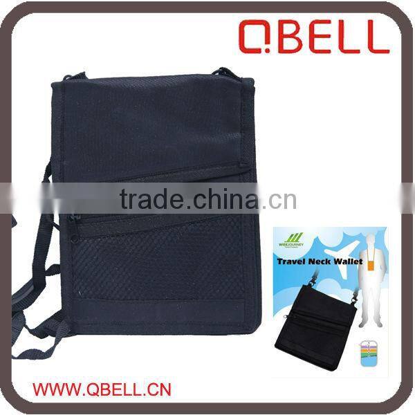 Zipper and Magic Tape Travel custom logo Neck Wallet