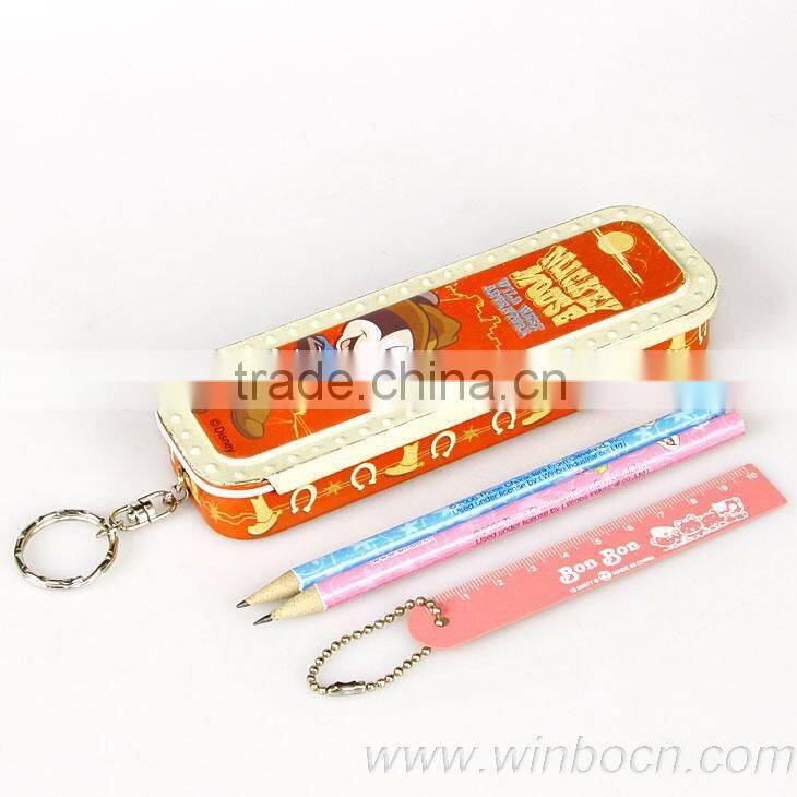 Two layers cartoon students pencil case with push-pull cover