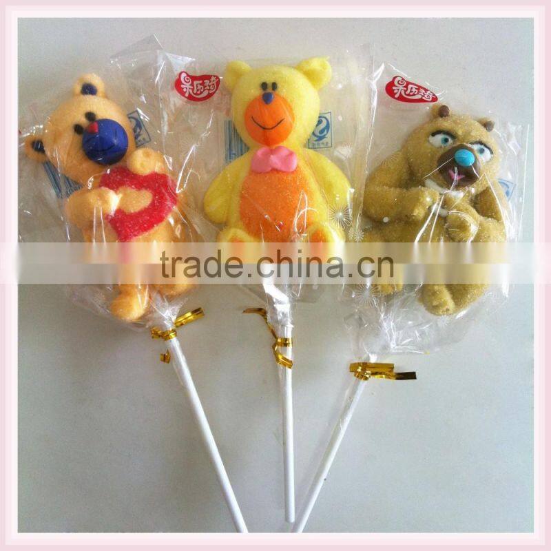 35g Cute Bear Shape Marshmallow Lollipops Candy