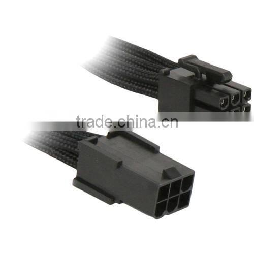 PCI Express 6 pin PCIe Video Card Extension Cable (45cm, Black Sleeve/Connectors)