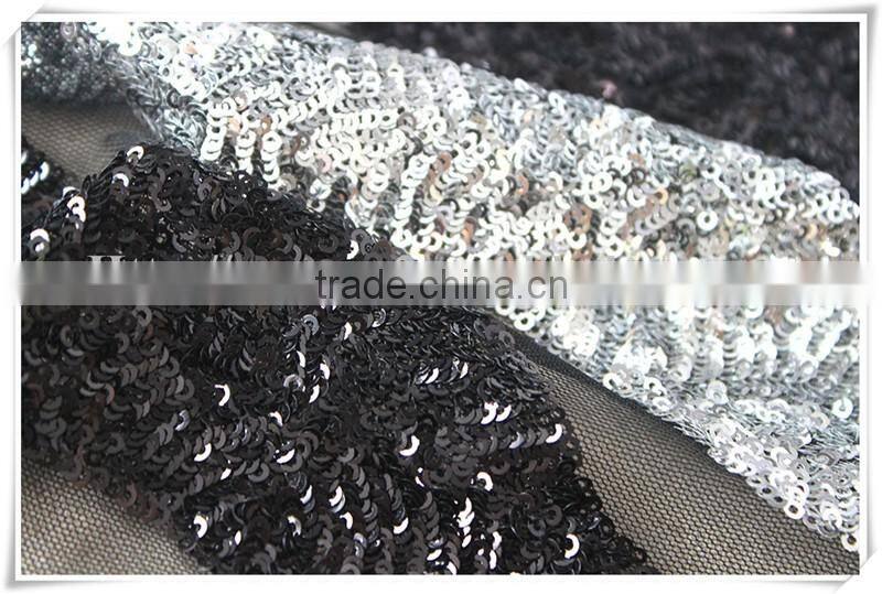 Latest black and silver wave sequin pattern textile fabric, sequin fabric textile for home textile