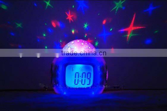 pretty decorative star projecting alarm clock ,led light fairy star projection alarm clcok